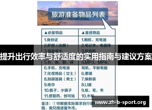 提升出行效率与舒适度的实用指南与建议方案 提升出行效率与舒适度的实用指南与建议方案